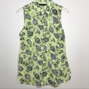 Attention Sleeveless Top Yellow/Black Collar Sz M